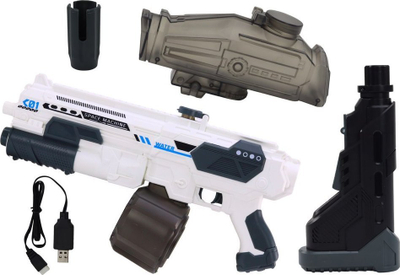 Автоматска водена пушка Leantoys M416, со батерија, електрична, бело сива