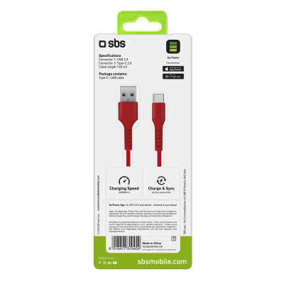 Kabllo USB Sbs Type C, USB 2.0, e kuqe