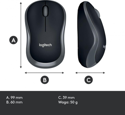 Maus Logitech M185 (910-002238), i hirtë