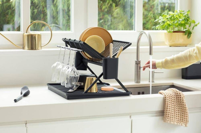 Tharëse enësh e palosshme Brabantia Folding Dish Rack Large, plastike, gri e errët