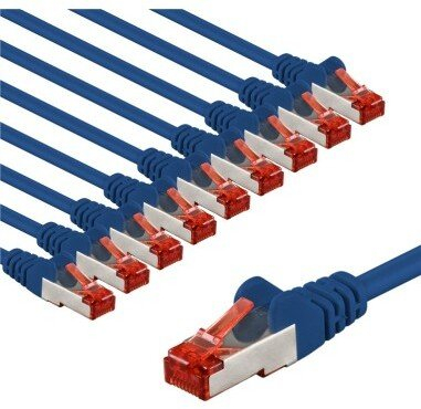 Kabllo rrjeti Goobay CAT 6 S/FTP, RJ45, 1 m, blu, set 10 copë