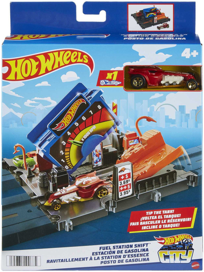 Set lojrash Hot Wheels City Explorer, kuti me 16 playset-e, me makina