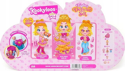 Set lodër KookyLoos Golden Gala Series Taylors Deluxe, kukull koleksionuese me aksesorë, 3 sete rrobash, shumëngjyrëshe