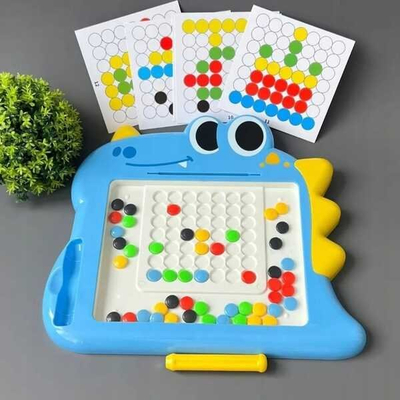 Tabllo magnetike WOOPIE Dino MagPad, mozaik me pika, lodër Montessori, blu