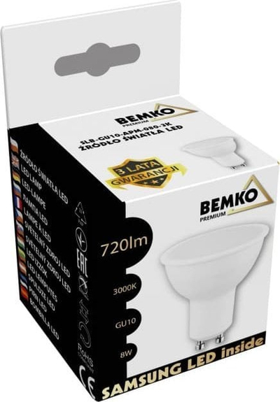 Llambë LED Bemko D84 SLB GU10, 8W, 720lm 3000K, 120°, e bardhë e ngrohtë