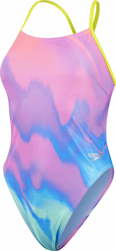 Kostum banje njëpjesësh Speedo Alov Digi 1Pc, rripa të kryqëzuar, print me shumë ngjyra