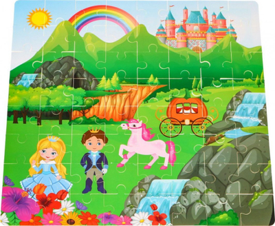 Lodër blloqe druri Ramiz MC-024, 64 copë, sorter edukativ Princeshë, ngjyra pastel