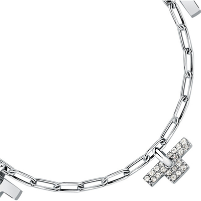 Byzylyk për femra Trussardi T-Logo TJAXC25, 19 cm, i argjendtë