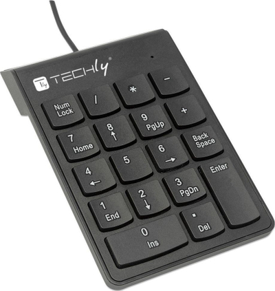 Нумеричка тастатура Techly SLIM, со кабел, PL, Црна