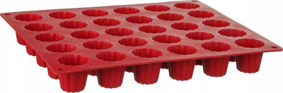 Formë pjekjeje për muffins Secret De Gourmet, silikon, 30 mini cupcakes, e kuqe
