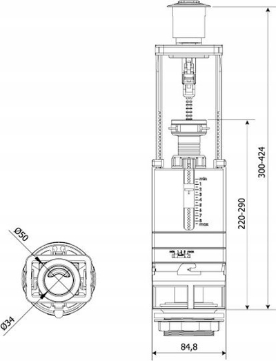 Buton shkarkimi KK-Pol Flush Set Duo Max 3/6, krom