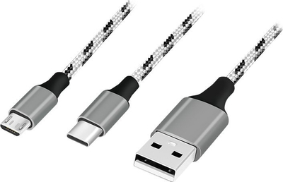 Kabllo USB LogiLink CU0202, USB A me USB C edhe Micro USB, 1.2m, gri