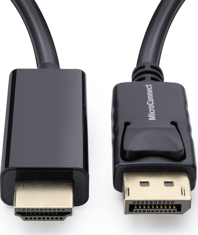 Kabllo MicroConnect DisplayPort në HDMI, 10m, e zezë