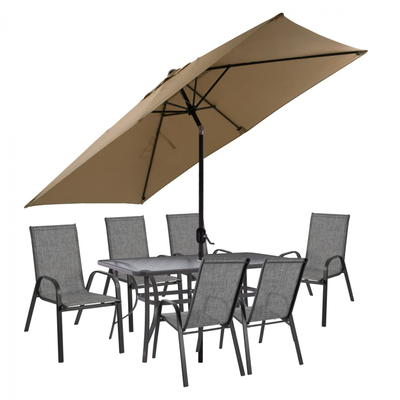 Set Tavolinë me 6 karrige & çadër HM11473, gri