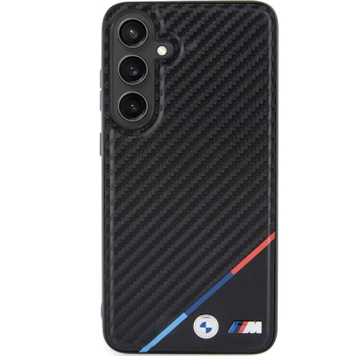 Këllëf telefoni BMW Carbon Tricolor me MagSafe për Samsung Galaxy S24, i zi