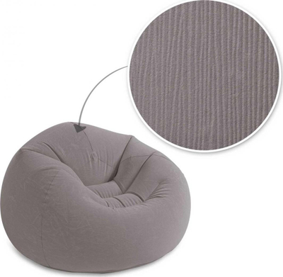 Karrige e fryrë Intex Beanless Bag, për ambiente të brendshme dhe të jashtme, vinil rezistent, gri