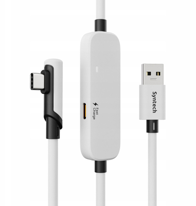 Kabllo Syntech Fast Charging Link për Meta Quest, 5m, USB 3.0, e bardhë