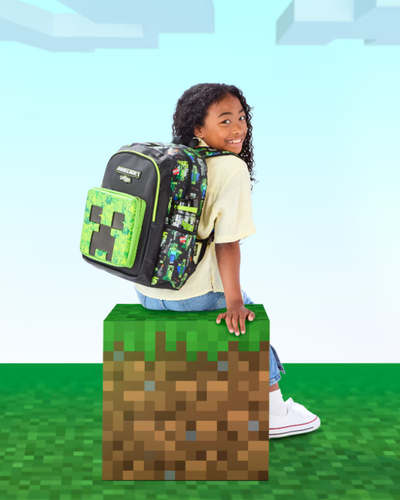 Çantë shkolle Promax Minecraft, 40x32x20cm, zezë/gjelbër