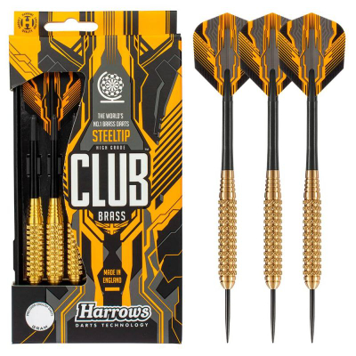 Shigjeta dart Harrows Club Brass Steeltip, trup bronzi, bosht najloni, shumëngjyrëshe