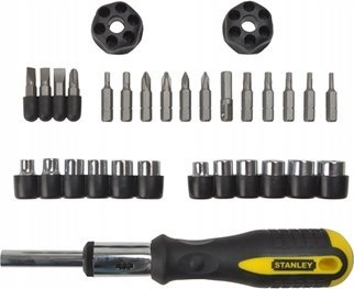 Set kaçavidash me ratchet Stanley 0-54-925, 29 pjesë, me bit-a dhe çelësa soketash