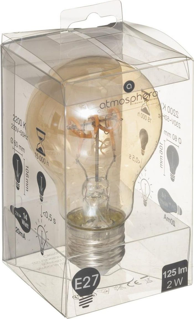 Llambë LED Atmosphera Amber Twisted, 2W, bazë E27, ngjyrë ambër