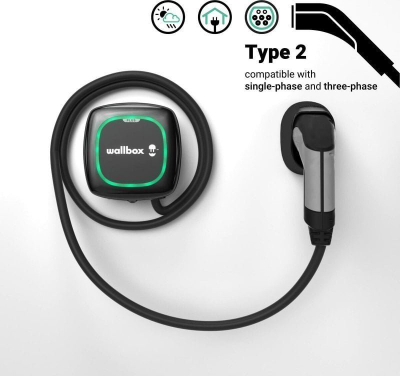 Karikues muri për makina elektrike Wallbox Pulsar Plus, 11kW, kabllo Type 2 7m, i zi