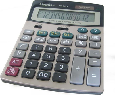 Calculator zyre Vector KAV CD-2372, ekran 12 shifra, funksion TVSH, gri