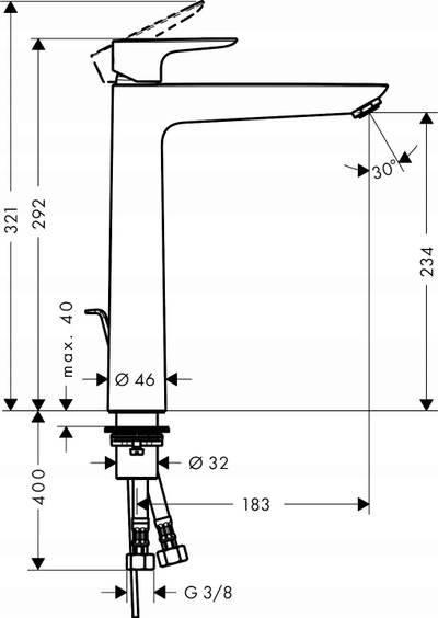Rubinet lavamani Hansgrohe Talis E 240, për lavaman të lartë, bronz i furçum
