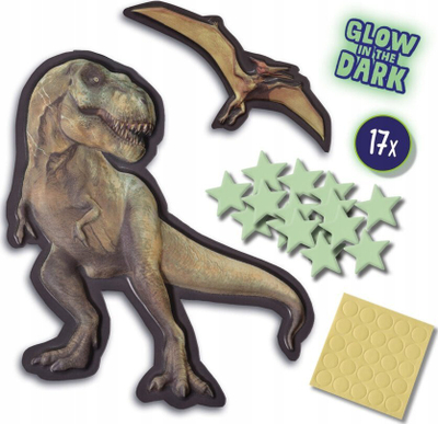 Set kreativ me dinosaur SES Creative 25129 Dino Mega Glowing T Rex World, i madh, që ndriçon në errësirë
