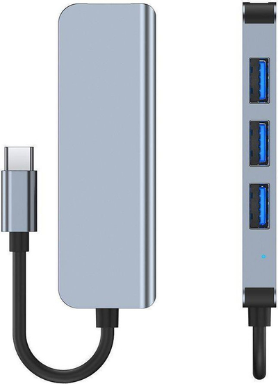 USB HUB Tech-Protect (9589046919367), 1x USB-C + 2x USB-A 3.0, i hirtë 