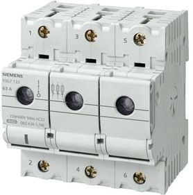 Rozetë sigurie Siemens 5SG7133, 63A, 3P D02, e bardhë