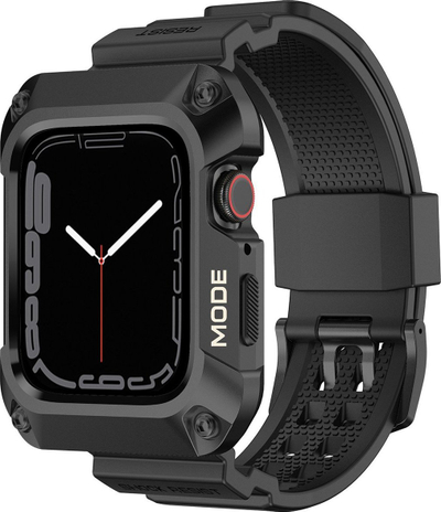 Këllëf me rrip Kingxbar CYF134 për Apple Watch 44mm, çelik edhe TPU, i zi