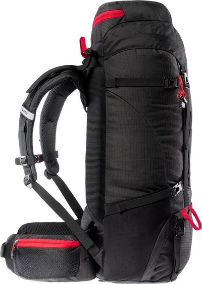 Çantë shpine për hiking/kamping HI-TEC Stone Backpack / One size, 65L, e zezë/e kuqe