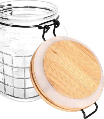 Kavanoz kuzhine Excellent Houseware, qelqi 1.1L, kapak bambuje, i tejdukshëm