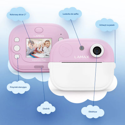 Kamerë digjitale për fëmijë Lamax InstaKid2 Play, 2.0", FullHD, rozë