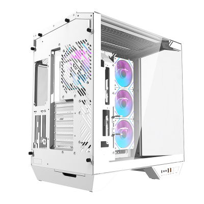 Kuti PC DarkFlash DY470 ATX Cube, 4 ventilatorë ARGB, xham i temperuar, e bardhë