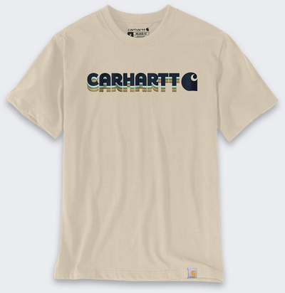 Bluzë T shirt Carhartt Irvine Layered Logo, relaxed fit, madhësi XL, bezhë blu e errët