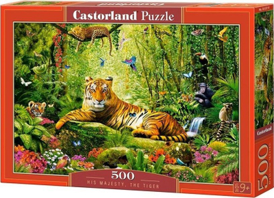 Puzzle Castorland His Majesty the Tiger, 500 copa, xhungël me tigër, shumëngjyrësh