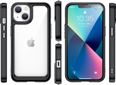 Mbrojtëse telefoni Hurtel Outer Space për iPhone 14 Plus, kornizë xhel TPU, e zezë