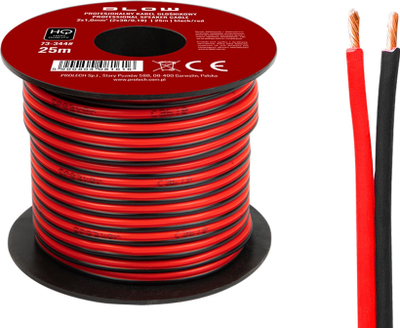 Kabllo altoparlantësh Blow 73-344, 2x1.00mm, 25m, zi kuqe