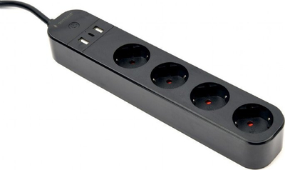 Prizë e mençur Gembird Smart Power Strip Tuya, 4xDE, 2xUSB A 1xUSB C, e zezë