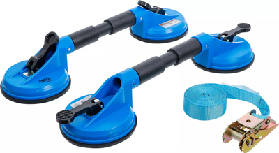 Set mbajtës xhami BGS 8000, 3 pjesë, mban 2x60 kg, blu
