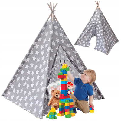 Çadër loje për fëmijë Tipi Wigwam, konstruksion druri, poliestër, multikolor