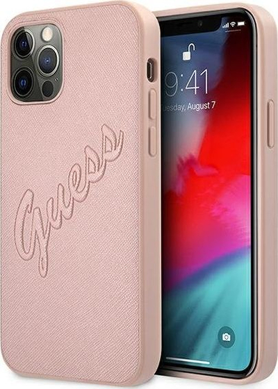 Mbulesë telefoni Guess GUHCP12LRSAVSRG për iPhone 12 Pro Max 6.7", hardcase Saffiano, rozë