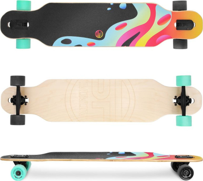 Longboard Spokey LONGBAY PRO M, 7 shtresa panje, rrota të mëdha, shumëngjyrësh