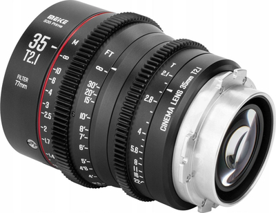 Objektiv kino Meike 35mm T2.1 S35 për Canon EF, i zi