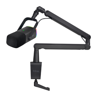 Mikrofon gaming Fifine AmpliGame TAM8, USB XLR, me boom arm, i bardhë