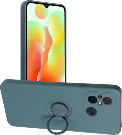 Kapak Forcell për Xiaomi Redmi 12C, silikon, me unazë mbajtëse, jeshile mat