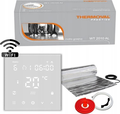 Set ngrohje nën dysheme Thermoval WT 2010 AL + TVT 45, 2.5m², Wi-Fi, i argjendtë