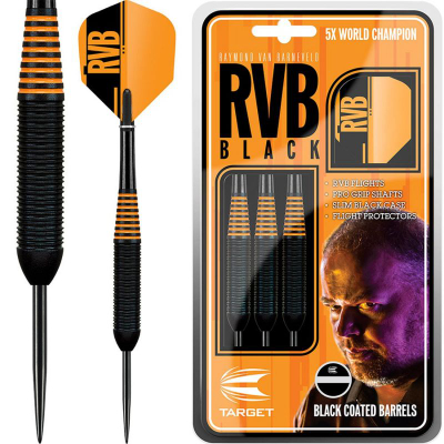 Shigjeta dart Target RVB Black, 22g, metal plastike, të verdha me të zeza